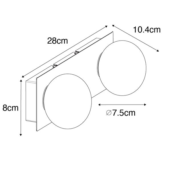 Moderne Wandleuchte gold 28 cm IP44 2-flammig - Cederic
