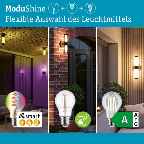 ModuShine Leuchtensystem mit flexibler Leuchtmittelauswahl für smarte Beleuchtung, dekorative Glühbirnen und energieeffiziente LED Lampen.