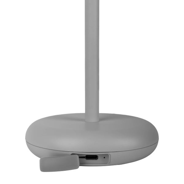 Akku-Tischleuchte PASI für Außen und Innen, aus Metall und Kunststoff in Grau, dimmbar, mit Touch- und Memory-Funktion, ca. 26 cm hoch