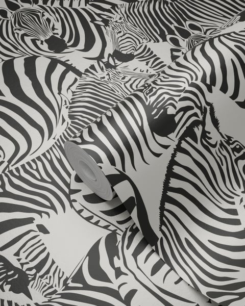 Origin Wallcoverings Tapete Zebras Schwarz und Weiß - 53 cm x 10.05 m - 347453