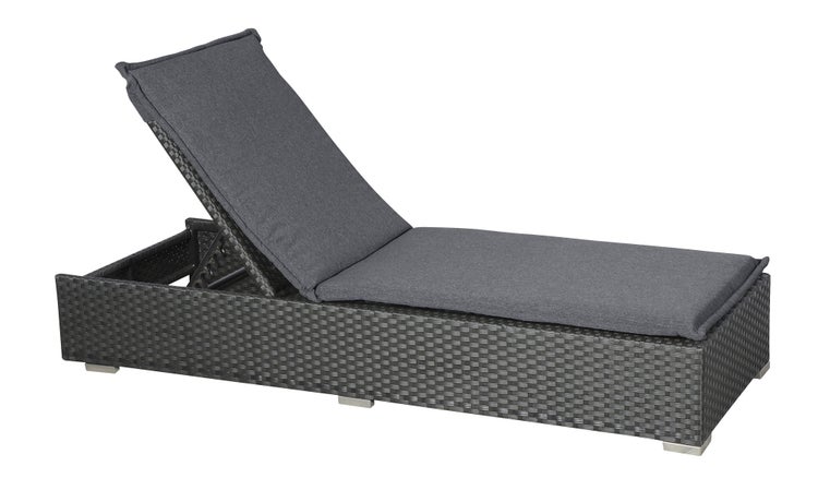Gida Garten Lounge Sonnenliege, inkl. Auflage schwarz,grau. 198 X 70 X 30 cm