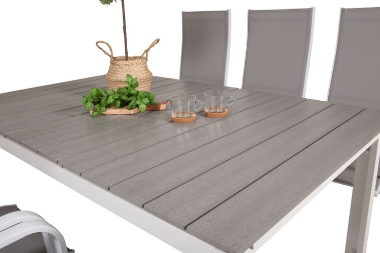 Levels Gartenset Tisch 100x160/240cm und 6 Stühle Copacabana weiß, grau. 100 X 160 X 75 cm