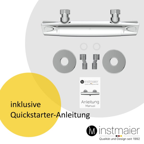 instmaier Duschthermostat T1 | wassersparende Eco-Stop Funktion | Duscharmatur mit einstellbarem Verbrühschutz | Mischbatterie Dusche Chrom | für konstante Wassertemperatur