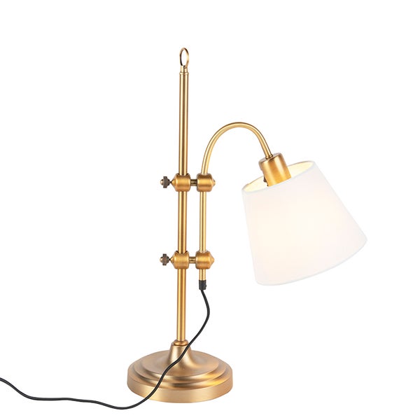 Klassische Tischlampe Bronze mit weißem Schirm - Ashley