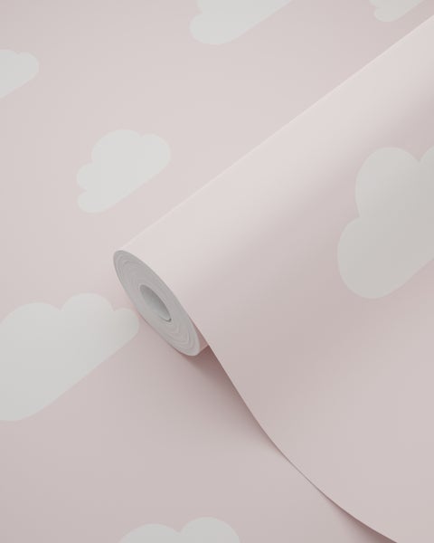 ESTAhome Tapete kleine Wolken Hellrosa - 53 cm x 10.05 m - 139562