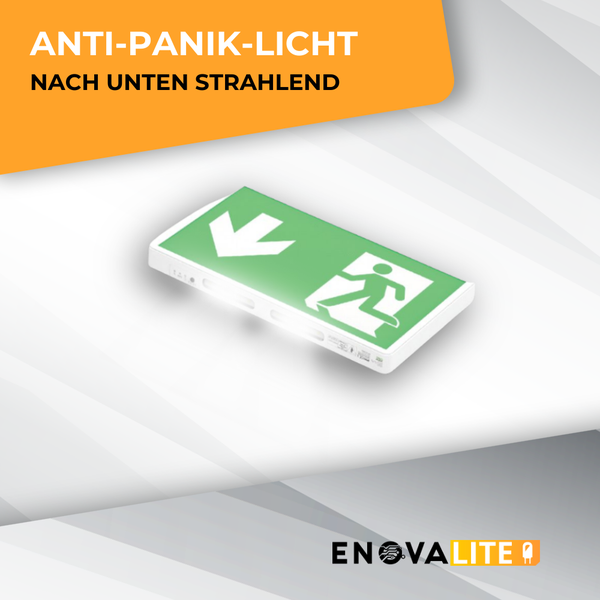 ENOVALITE LED Fluchtwegleuchte Wandmontage Notleuchte mit Anti Panik Licht TEST Funktion und Notstromeinheit