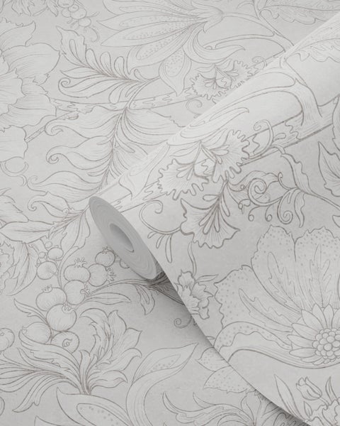 ESTAhome Tapete Blumenmuster Grau - 50 x 900 cm - 139796