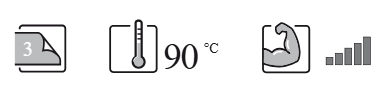 Symbol für dreilagiges Material, Temperaturbeständigkeit bis 90 Grad Celsius, hohe Belastbarkeit und Signalstärke