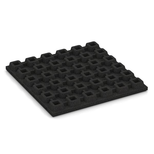 Schallabsorptionsplatte mit quadratischen Aussparungen