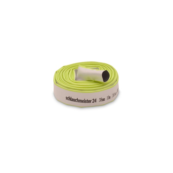 Ø 1 1/2 Zoll - 38 mm, 10 m Flachschlauch | Bauschlauch | Industrieschlauch | Synthetischer Gummi, Weiß mit Grün, 10 Bar, -20°C bis +60°