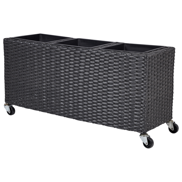 Blumenkübel BELLIS Polyrattan 82 cm Schwarz