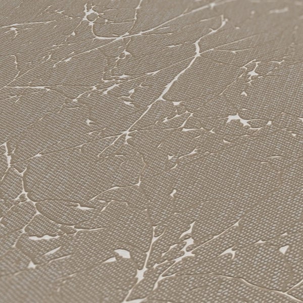 Dekorative Wand mit Vliestapete, gerahmten Schriftzügen, Topfpflanze und Limetten.