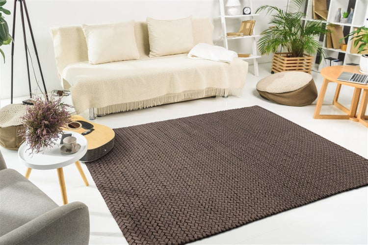 Flachflor Teppich Naoki Taupe Uni 80 x 150 cm