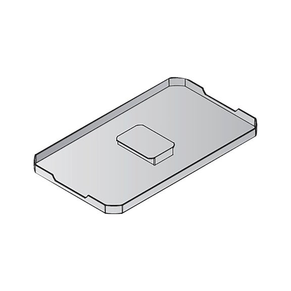 Rechteckige Abdeckung für Grill oder Küchengerät mit zentralem Griff.