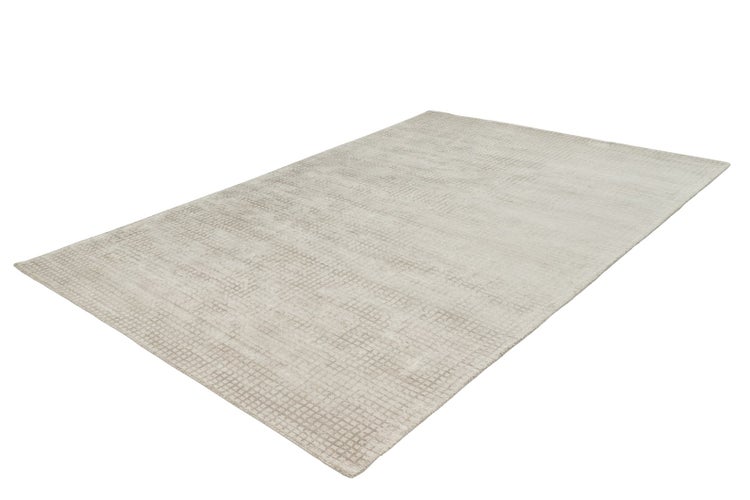 Kurzflor Teppich Etherealuxe Creme Viskose Vintage-Design, Used-Look, Uni handgewebt 200 x 290 cm