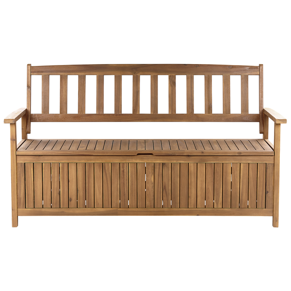 Gartenbank mit Auflage SOVANA 160 cm mit Stauraum Akazienholz Rot