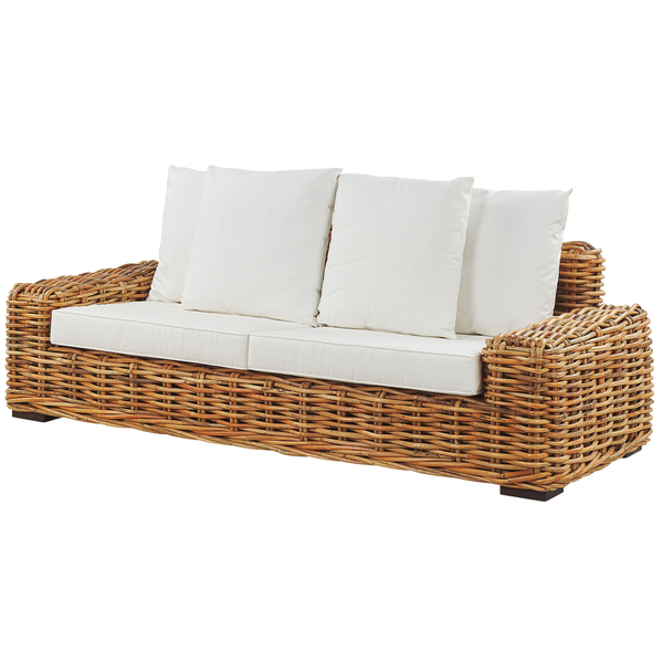 Gartensofa 3-Sitzer FORLI Rattan Naturfarben