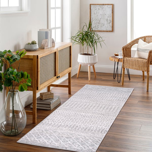 Runder Skandinavischer Boho-Teppich Grau/Weiß Ø 160 cm MILA