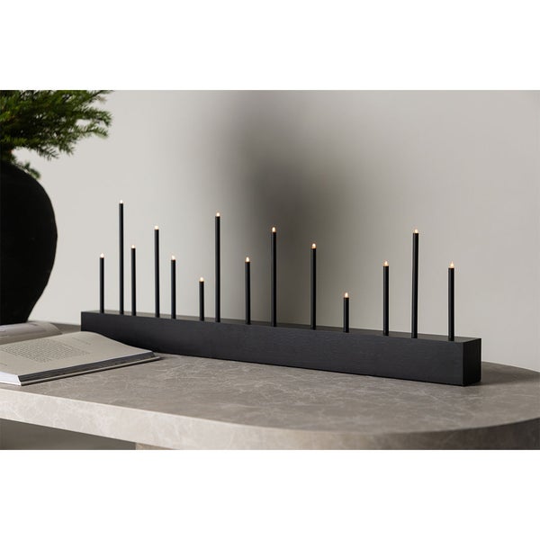 Kungsberget Adventsleuchter elektrisch 14 Lichter schwarz. 77 X 6 X 27 cm
