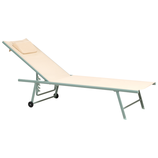 Liege mit Kissen und Rollen für den Garten