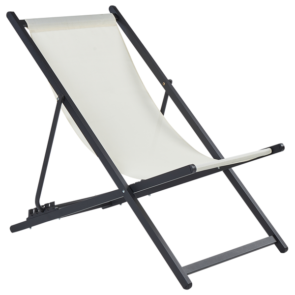 Klappbarer Liegestuhl LOCRI II Metall Hellbeige