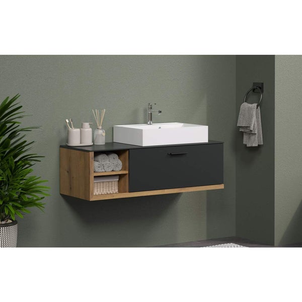 Synnax Waschbeckenunterschrank grau, Eiche dekor. 120 X 45 X 36 cm
