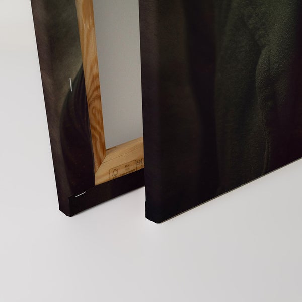 Detailansicht einer Leinwand mit Holzrahmen