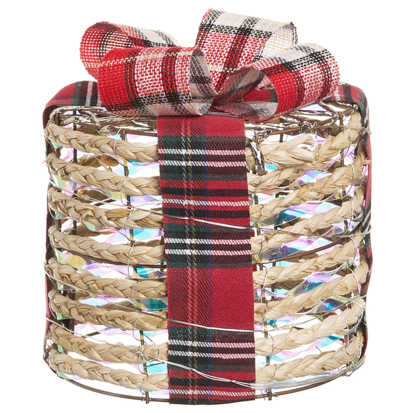Dekoratives Paket aus Geflecht mit Schleife