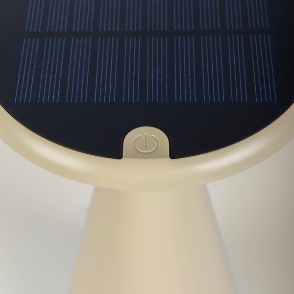 Solar-Akku-Tischleuchte Palu für Außen und Innen, aus Kunststoff in Beige , 20 cm hoch