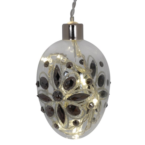 Dekorative Eierleuchte mit Ornamenten und LED-Lichtern