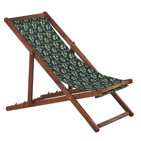 Set mit 2 klappbaren Liegestühlen ANZIO mit Ersatzstoffen Blumenmuster Akazienholz Dunkelbraun