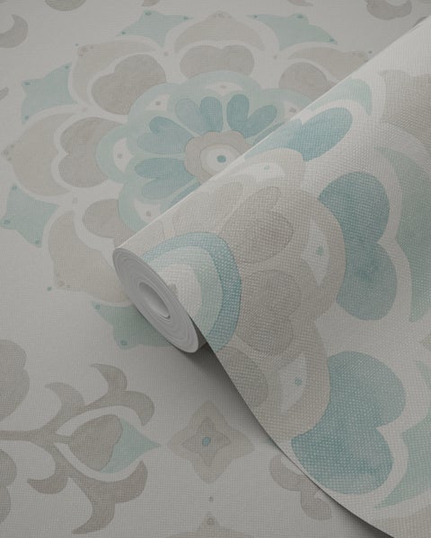 Origin Wallcoverings Tapete Suzani Blumen Seladongrün - 53 cm x 10.05 m - 347423