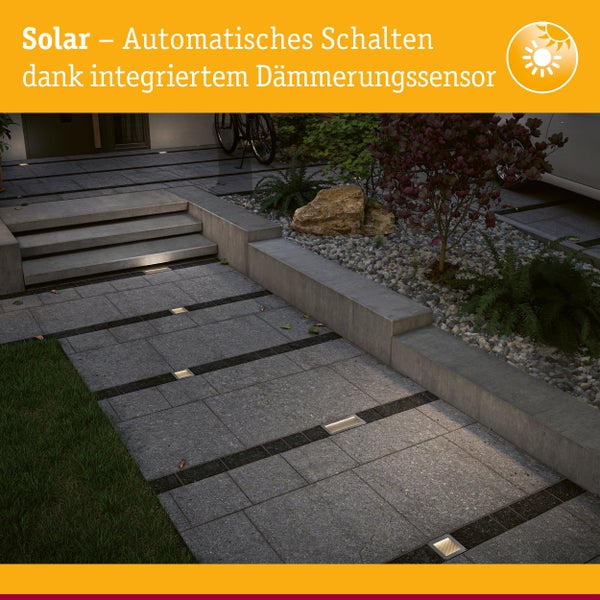 Set aus 3 LED Einbaustrahlern, flache Bauform, 550 Lumen, 4,9 Watt, 2700 Kelvin, IP44 spritzwassergeschützt, rostfrei, geeignet für Feuchträume.