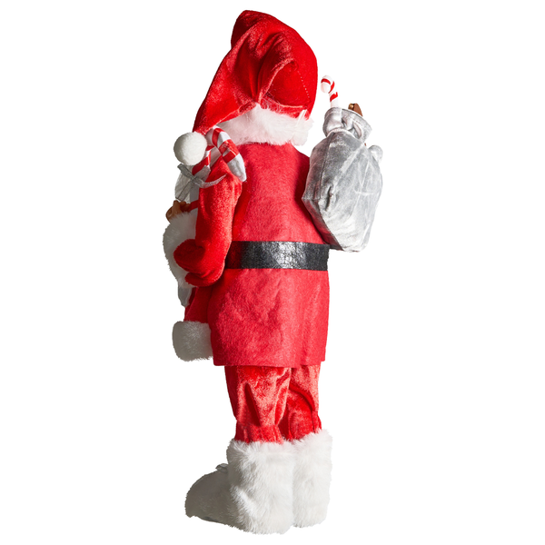 Santa Claus Figur mit Geschenkesack und Zuckerstange