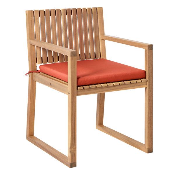 Set mit 2 Stühlen und Sitzkissen SASSARI PREMIUM zertifiziertes Akazienholz Rot