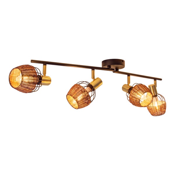 4er Deckenleuchte CORBIS,  Spot aus Metall in Schwarz, und Gold, mit E14-Fassung, für Esszimmer, Wohnzimmer, Diele oder Büro, Deckenlampe innen, 78 cm lang
