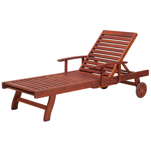 Holzliege mit Armlehnen und Rädern