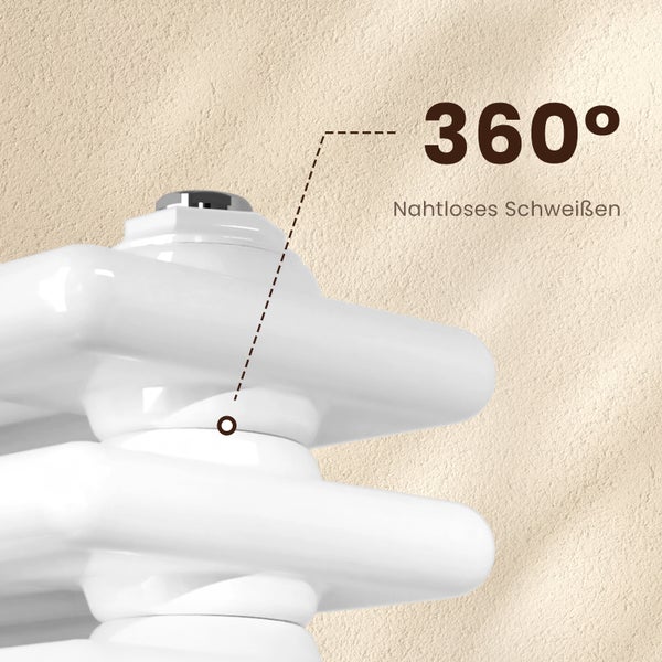 EMKE Designheizkörper mit Holzablage, Heizkörper mit Warmwasserbetrieb, horizontal, 674 Watt, 100 cm x 48 cm, Weiß