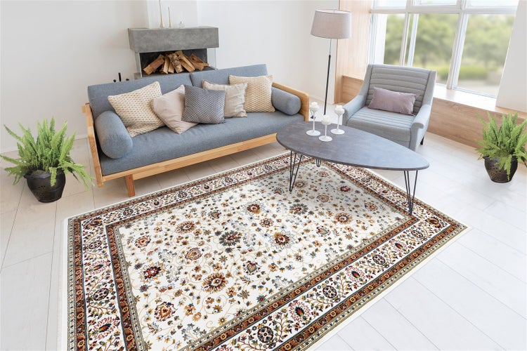 Kurzflor Teppich Caius Creme Orientalisch 80 x 150 cm