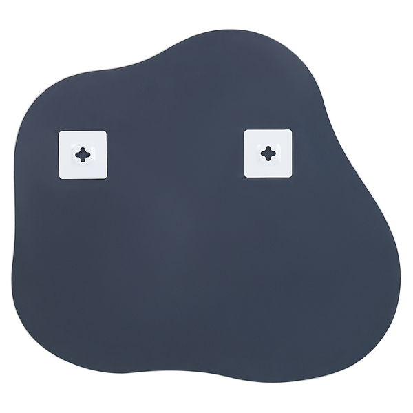 Rückseite eines Spiegels mit ungewöhnlicher Form und Wandhalterungen