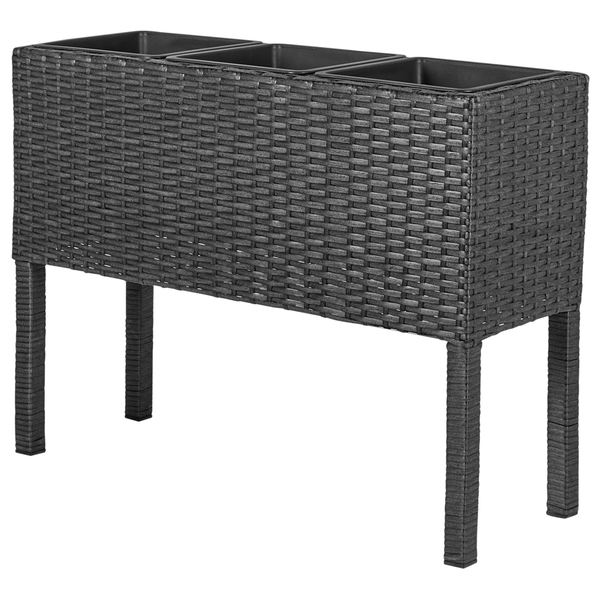 Blumentopf mit Beinen CARAGANA Polyrattan 77 cm Schwarz