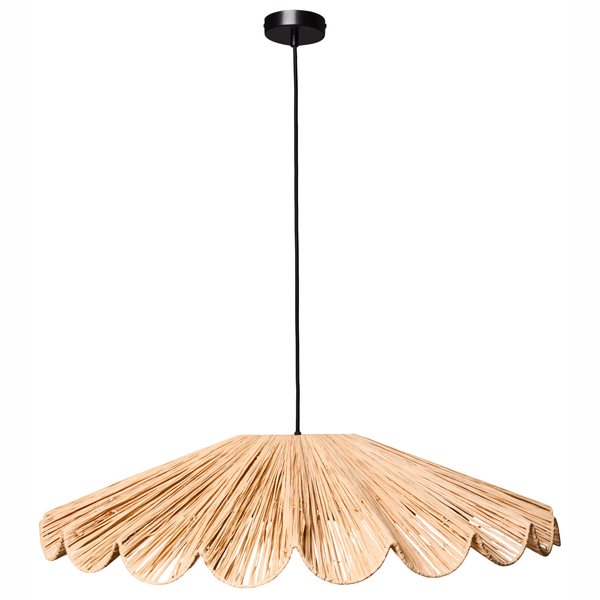 Hängelampe aus Rattan mit gewelltem Rand