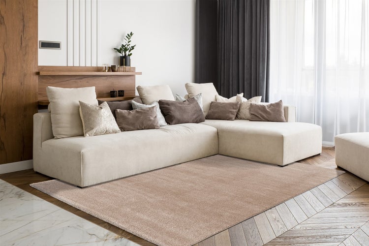 Kurzflor Teppich Heavenia Taupe 18 mm Uni, Klassisch 160 x 230 cm