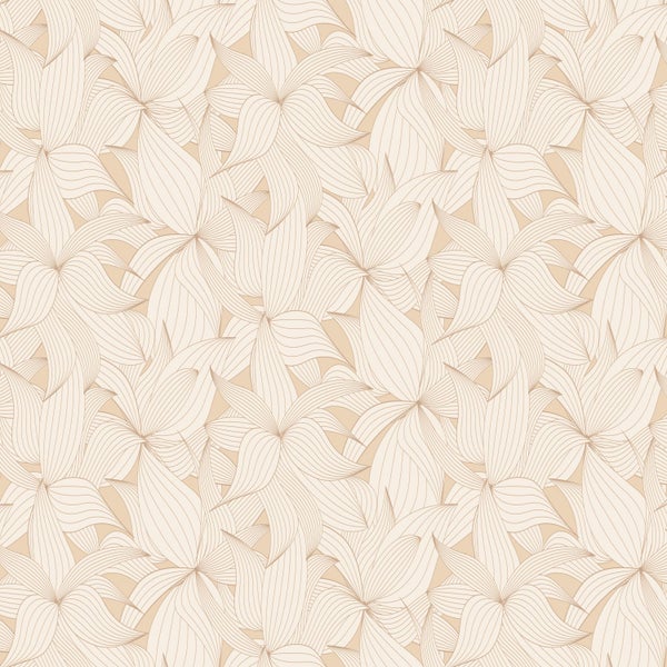 ESTAhome Tapete gezeichnete Blätter Sandbeige und Terrakotta - 50 x 900 cm - 139497
