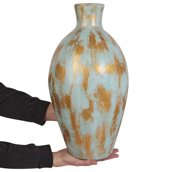 Dekovase DIKAJA Keramik 45 cm Blau
