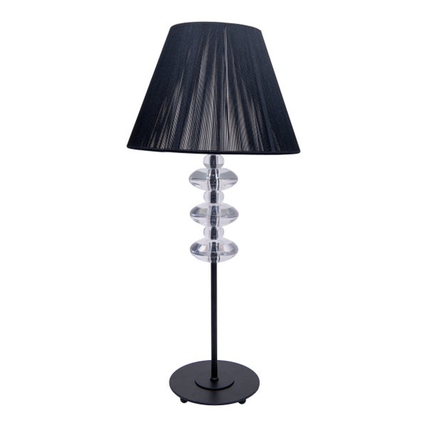 Stehlampe mit Lampenschirm und dekorativem Glaselement