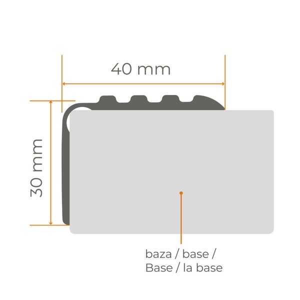 Profilquerschnitt mit Maßangaben 40 mm und 30 mm