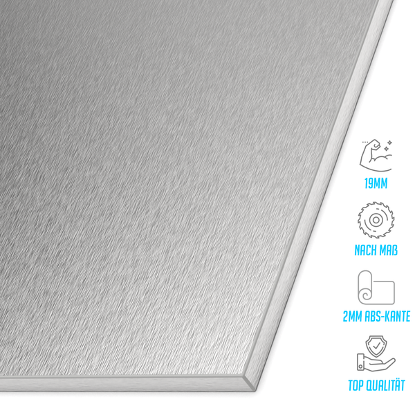 Dekorplatte mit einer Stärke von 19 Millimetern und einer zwei Millimeter ABS Kante