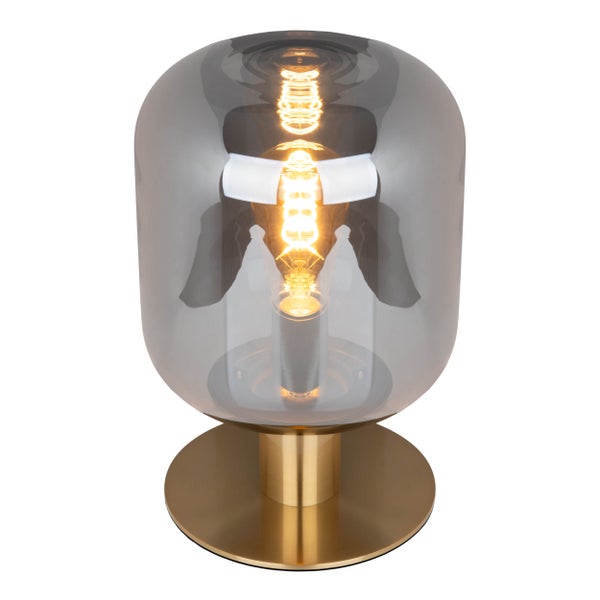 Tischleuchte mit Glaskörper und Metallsockel