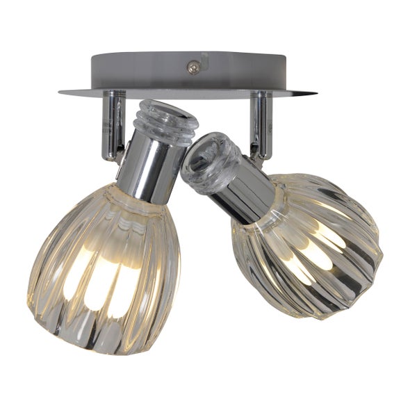 Deckenleuchte mit zwei Glaslampenschirmen für Innenräume